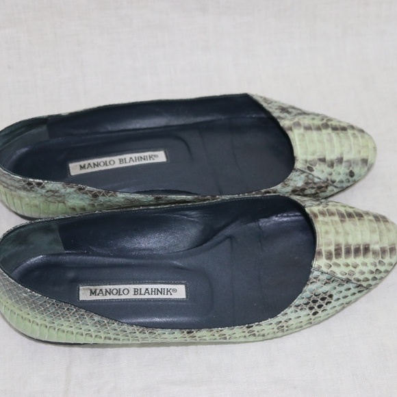 MAMOLO BLAHNIK green python ballet flats size 38 - Picture 3 of 6